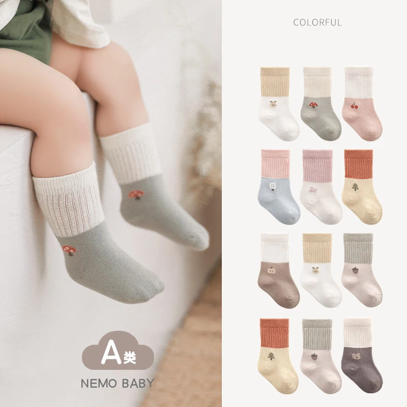 

3 Pairs/Lot Baby Socks For Spring Summer Newborn Breathable Combed Cotton Matching Color Socks 2023 Kids 0-5Y Boys Girls Socks