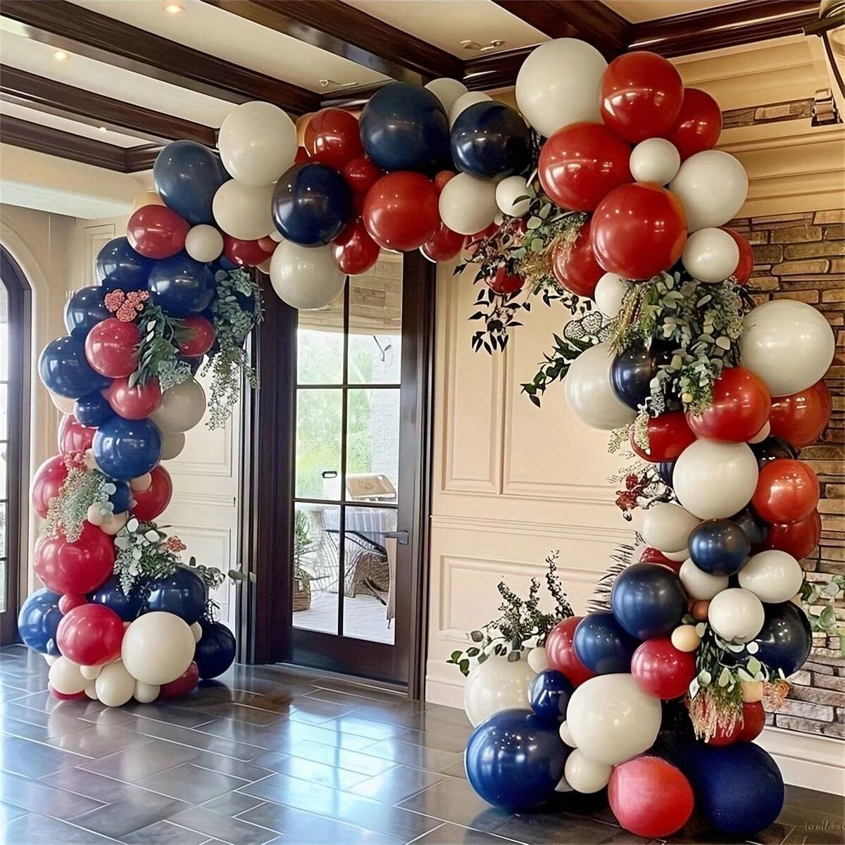 128 Uds azul marino rojo globo guirnalda arena blanco rojo globo arco Kit para fiesta de cumpleaños despedida de soltera género revelar