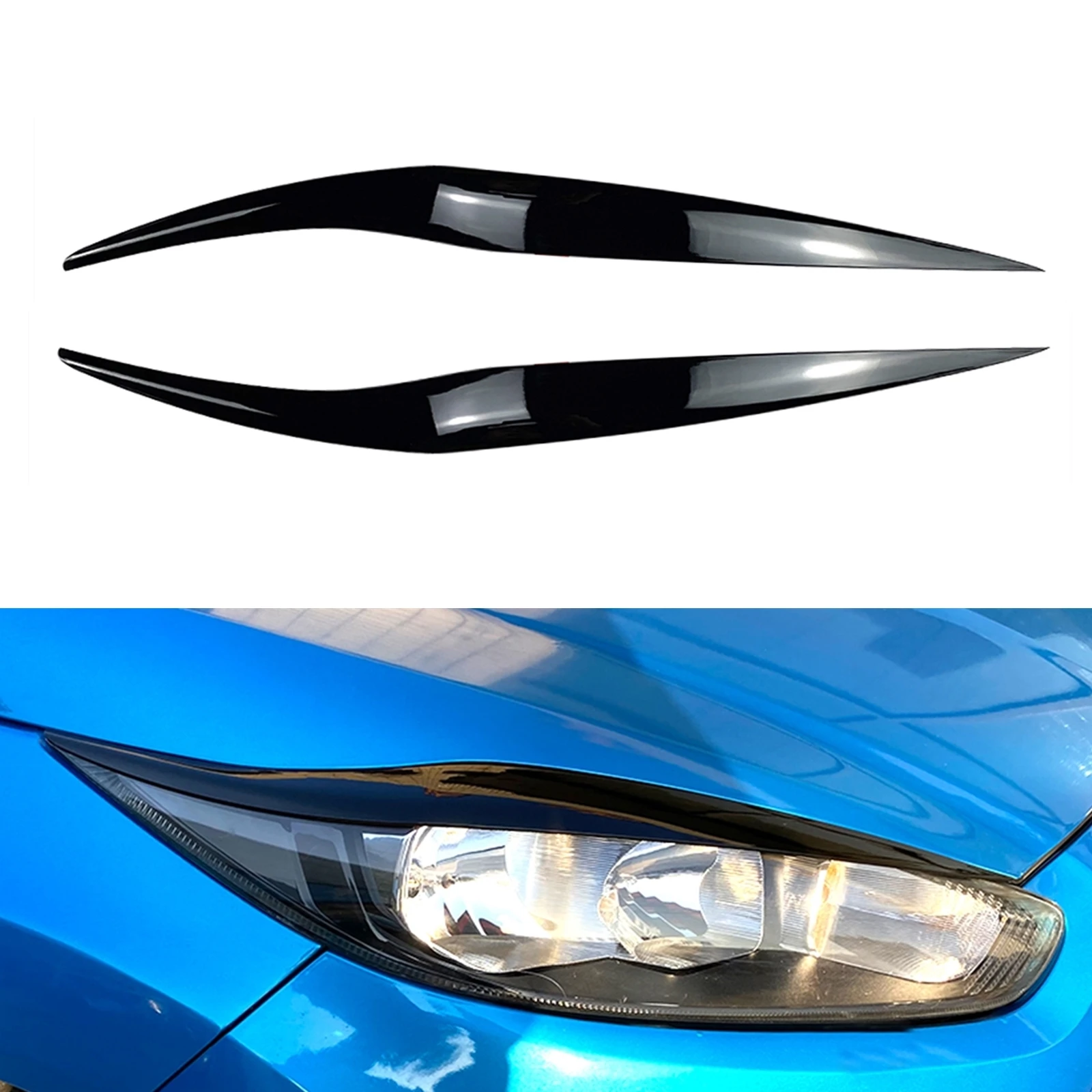 Car Front Headlight Eyebrow Headlamp Trim Front Head Light Cover For Ford Fiesta MK6.5 2013-2017