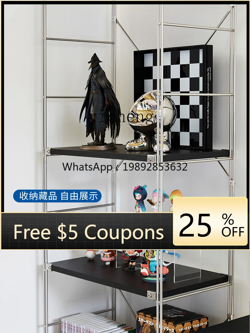 Ebony Black Shelf Living Room Storage Boy Shelf Floor