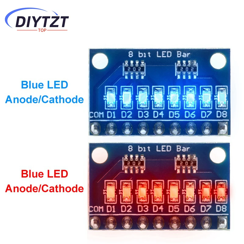 DIYTZT 3.3V 5V 8 bits bleu/rouge Anode commune/ Cathode indicateur LED Module Kit de bricolage pour Arduino NANO UNO R3