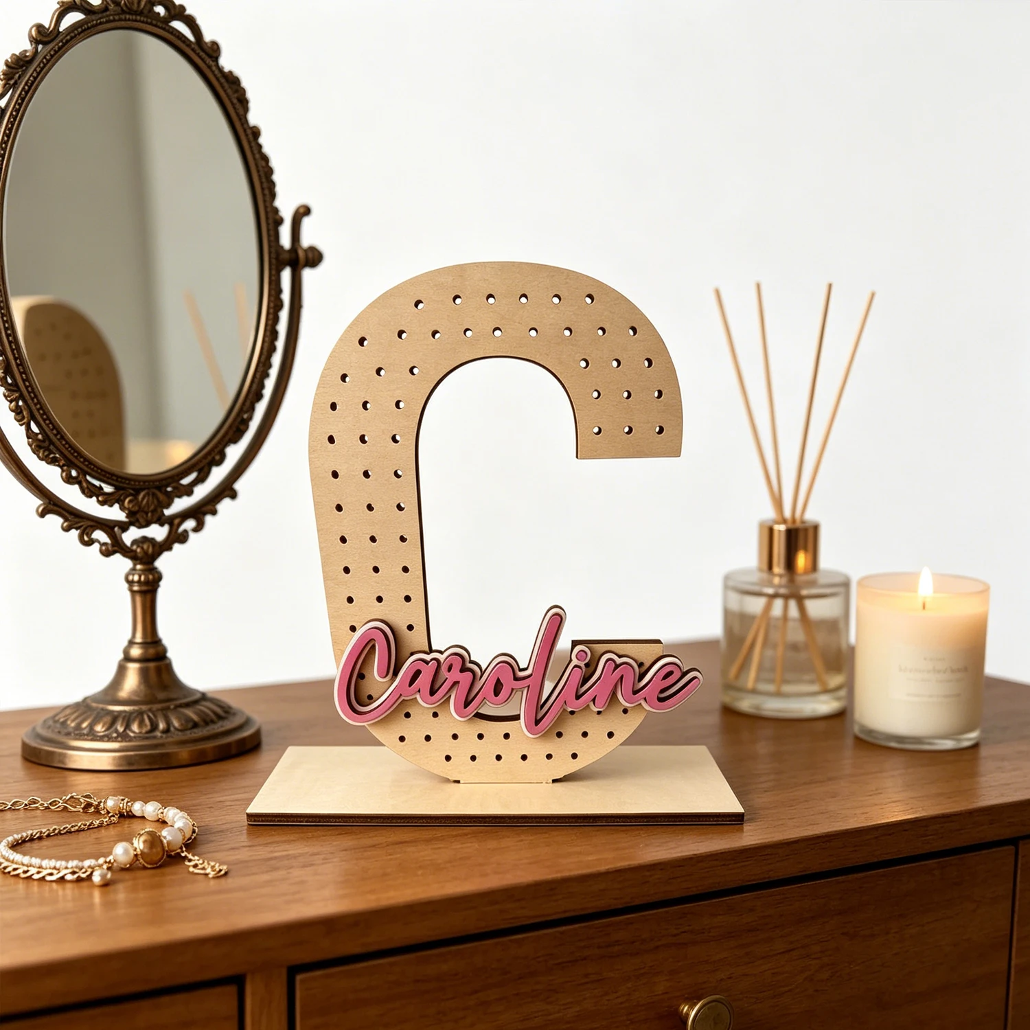1pc Custom Korean style Wood Earring Holder: Wooden Jewelry Organizer,Birthday Wedding Party Decoration Gifts for Girlfriend view 6