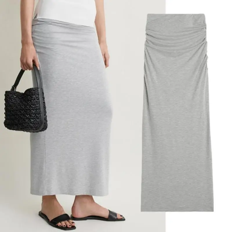 Maxdutti Suspended Slim Fit Pleated High Waisted Skirt Women's Skirt Woman Clothing Faldas Skirts Female  Hip Mid Length Skirt