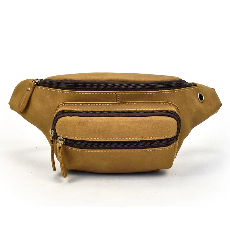 Fashion Men's Leather Belt Bags 2022 Man Belt Pouch Shoulder Bag Waist Pack For Men Cowhide Fanny Pack New Men's Hip Sack Waist