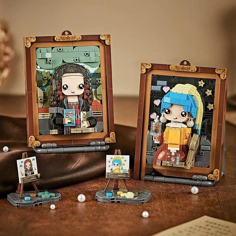 Blocs de construction de peinture à l'huile de renommée mondiale, assemblage créatif, ornements de peinture suspendus, ensemble de briques, jouets cadeaux pour enfants et adultes