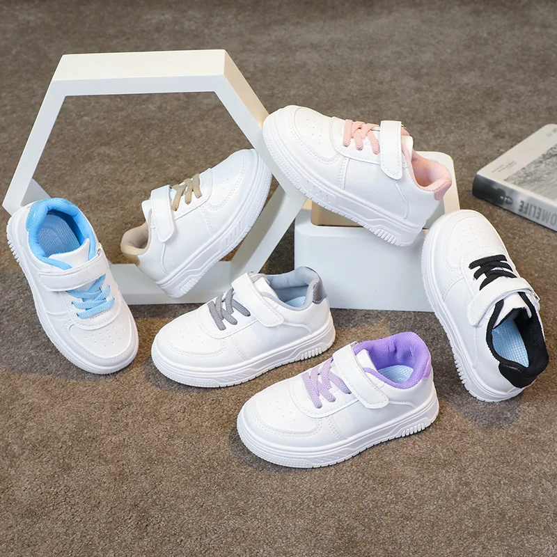 2026 Autumn Kids Wide Toe Barefoot Shoes Boys Girls Minimalist Sneakers Lightweight Hook Loop Artificial Leather Shoes