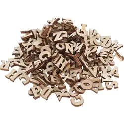 100pcs DIY Doodle Educational Toy Small Natural Wooden Slice Scrapbooking Embellishments DIY Craft Decor (English Letters )