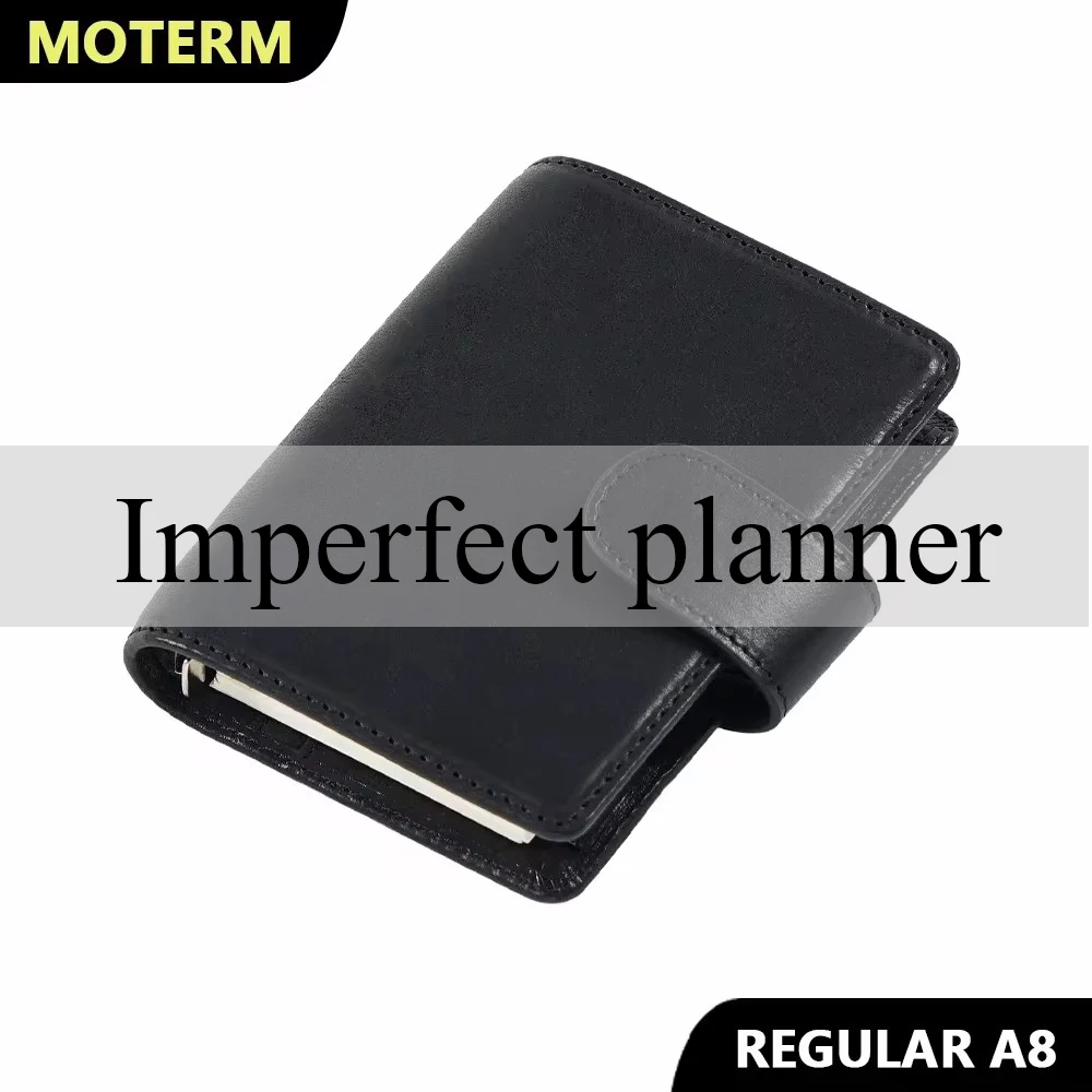 

Limited Imperfect Moterm Full Grain Veg Tanned Leather Regular A8 Rings Planner 5-hole Mini Size Notebook with 15MM Rings Binder