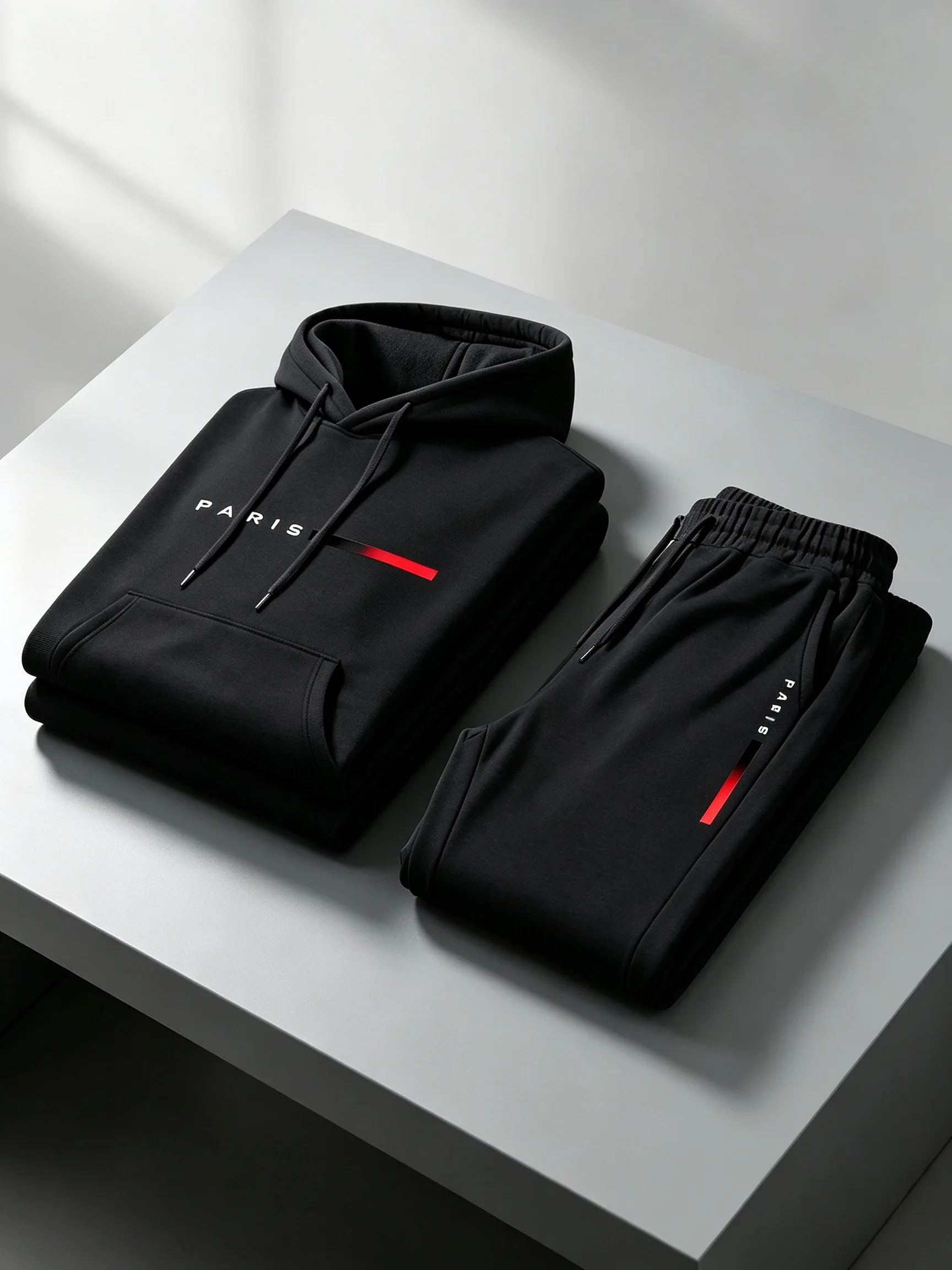 2026 Hot‑Sale Men 2PC Tracksuit, Letter‑Print Hooded Sweatshirt & Long Pants, Warm Spring Autumn Winter Casual Sport Outfit