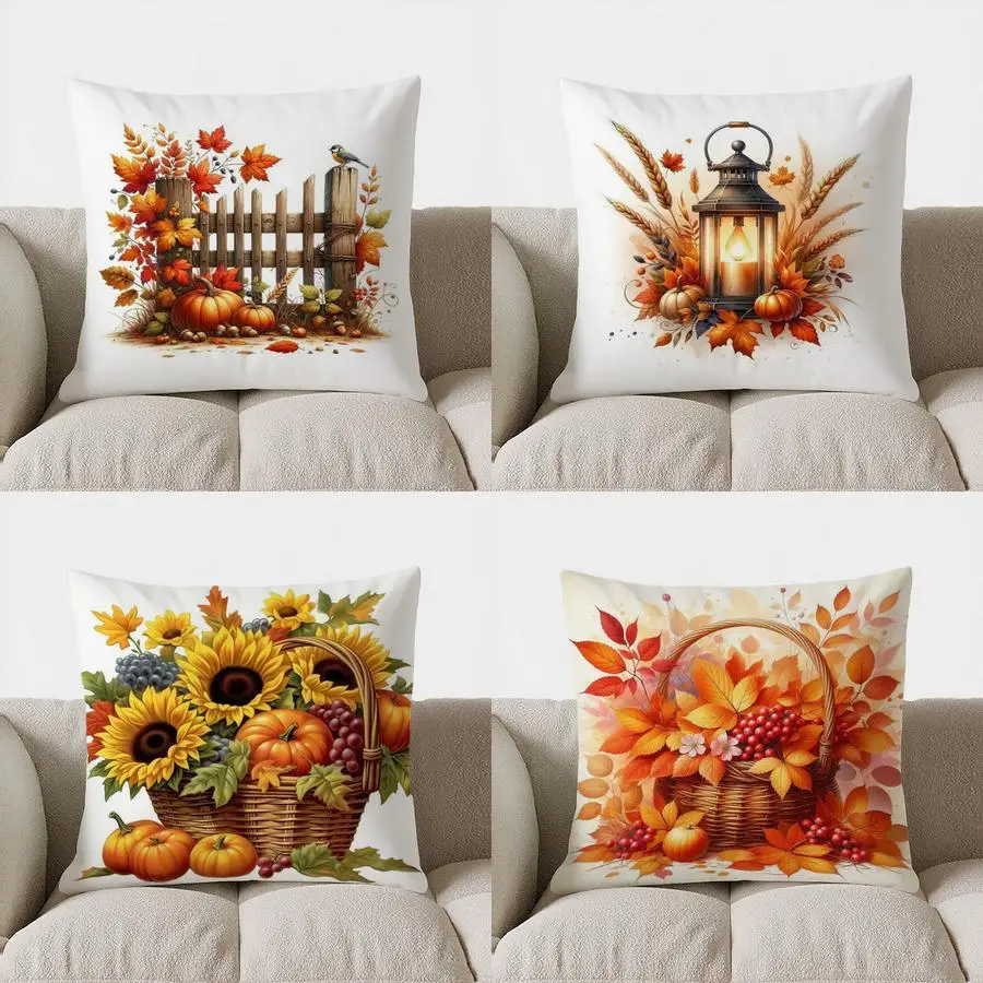Home Decor Autumn Maple Leaves Decorative Digital Pillow Pattern Cushion Cover Suitable for Sofa Bedroom Car Pillow Cover