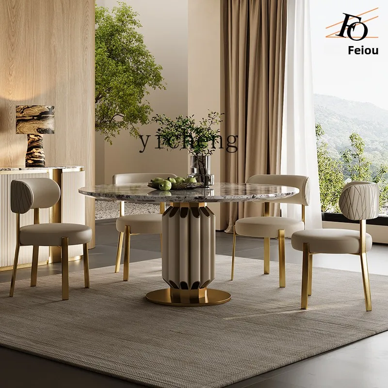 

LX обеденный стол и стулья, стол для переговоров, вилла, особняк, мрамор, роскошный камень, круглый