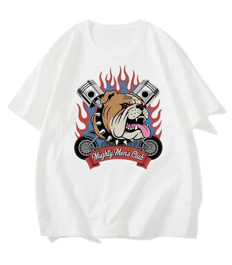 تيشيرتات عصرية للصيف والخريف والشتاء على الطراز الأمريكي للدراجات النارية بأكمام قصيرة من القطن الخالص للرجال والنساء #2