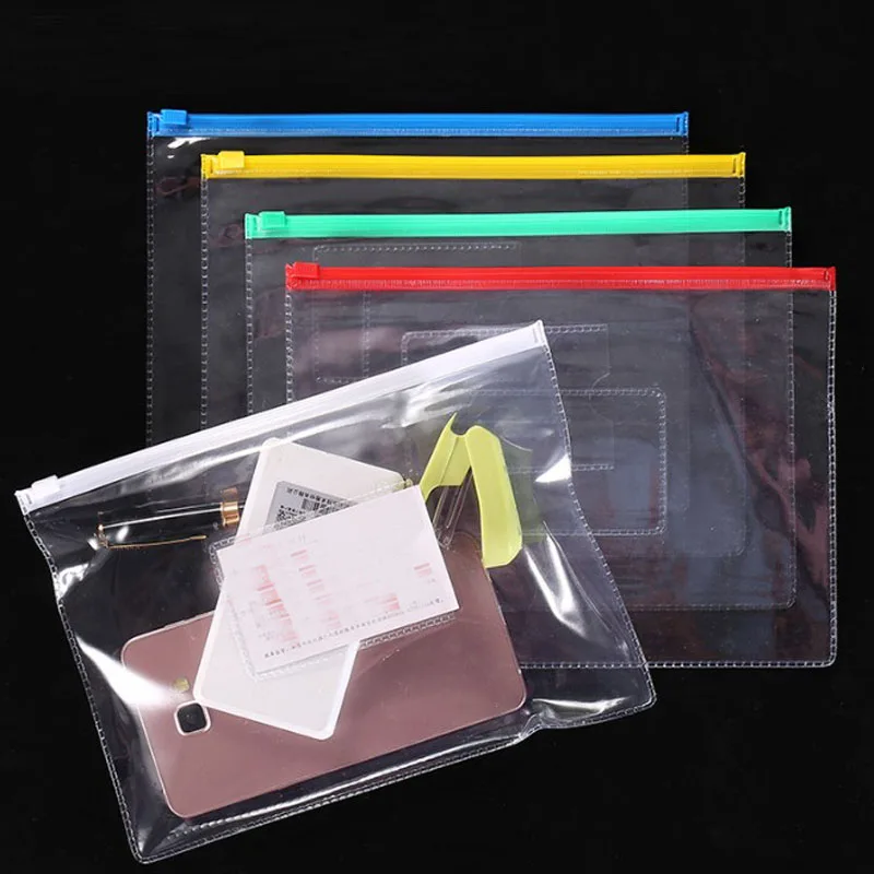 

9pcs File Bag Transparent School Student Plastic A4 A5 A6 Documents Filing Storage Bag Organizer Information Pocket Folders