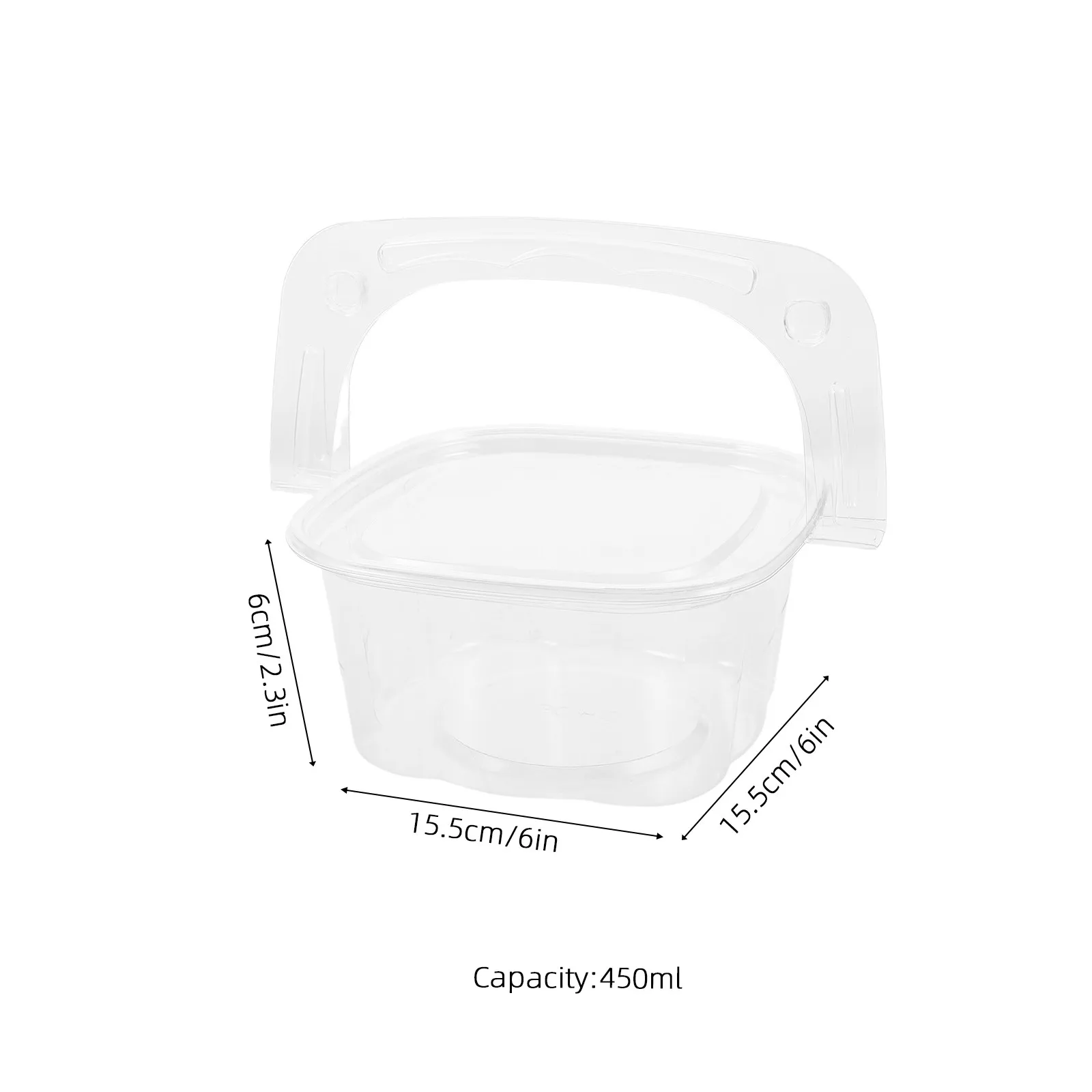 50Pcs Clear Fruit Container Box Portable Handle Transparent Food Storage Box Picnic Camping Dessert Cake Slice Keeper
