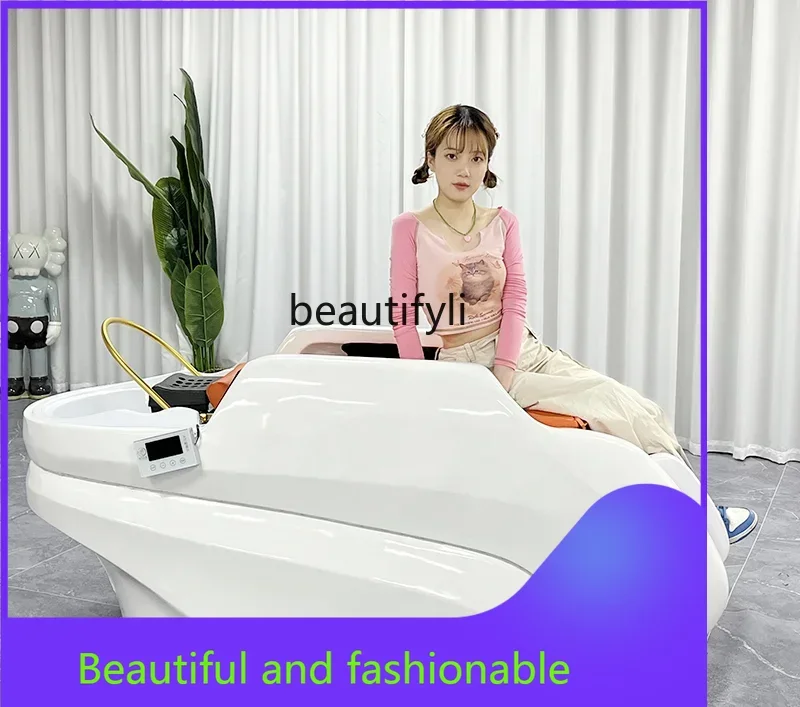 

zGElectric Intelligent Massage Water Circulation Shampoo Chair High-End Barber Shop Automatic Head Therapy Steaming Bed