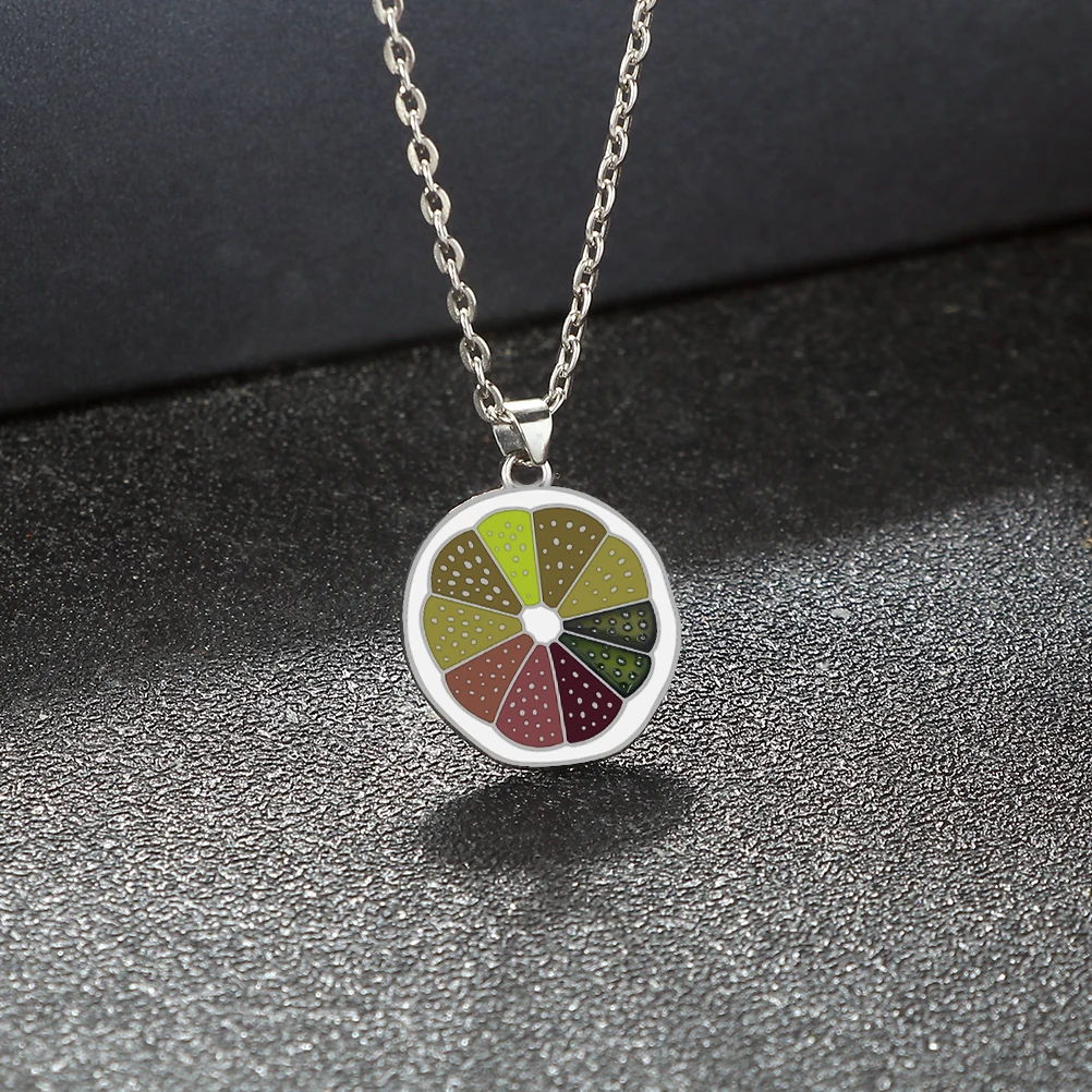 Special Alloy Pearl Lemon Slices Pendant Necklace for Women Man Daily Vacation Adjustable Silvery Chain Jewelry Annivesary Gift