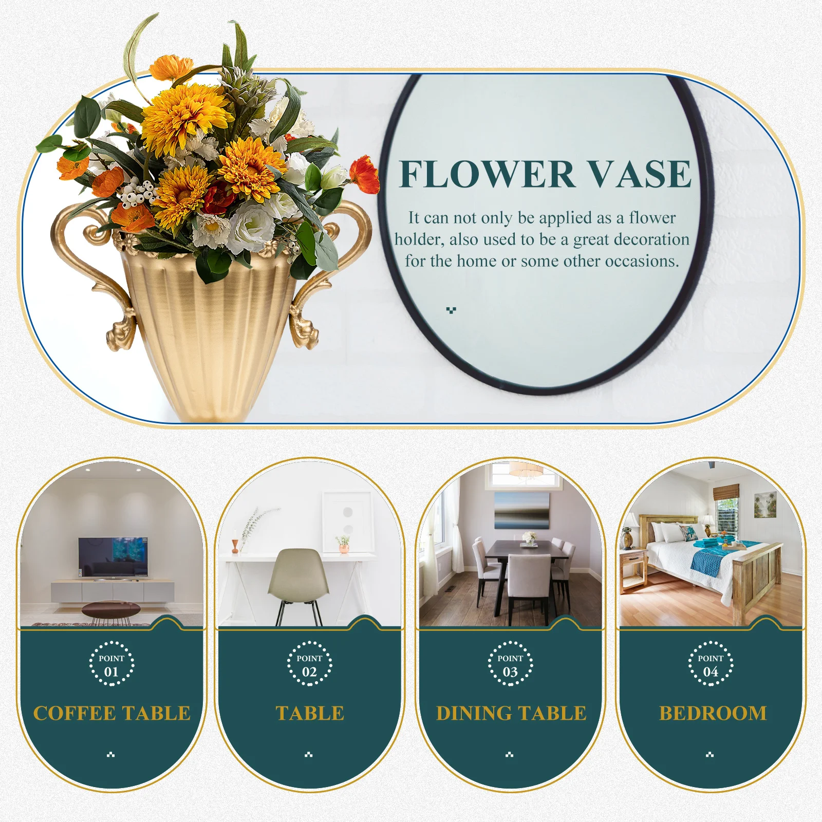 

Retro Golden Iron Flower Vase Decorative Wedding Centerpiece RustProof Home EventDecoration FlowerArrangementWare