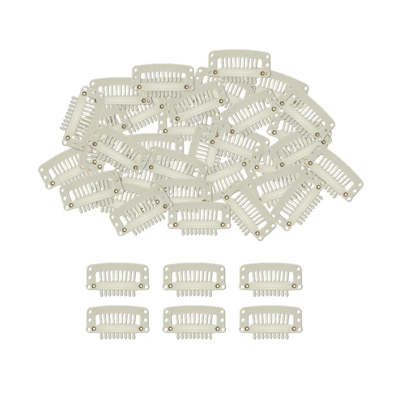 50 Pieces of 9-Piece Tooth-Shaped Drop-Shaped Hairpins, Black White Brown Dark Brown Elastic Wig Accessories for Men and Women -