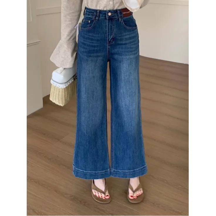 

2026 New Style Retro Fashionable Straight Leg Jeans High Waist Micro Stretch Ladies High Waist Straight Leg Denim Pants