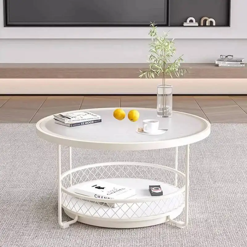 Modern Round White Nordic Coffee Design Tables Storage Luxury Coffee Tables Space Saving Kaffee Tische Living Room Furniture