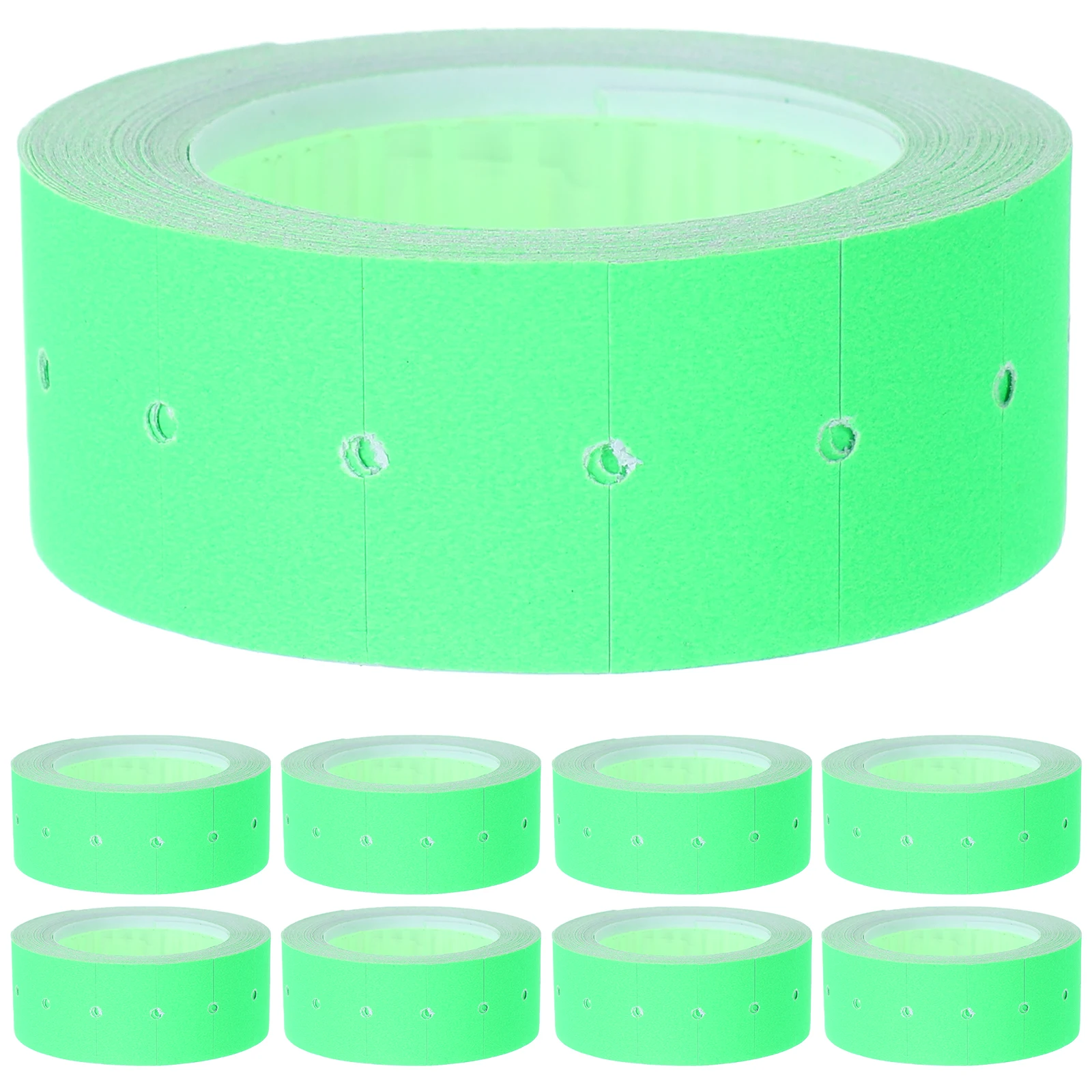 

5000 Pcs Price Tag Paper 10 Rolls Fluorescent Green Clear Printing Self Adhesive Retail Store Tags Market Accessories Folder