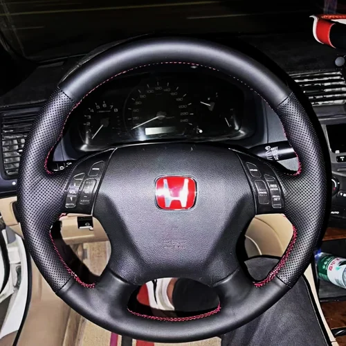 Personalización de accesorios para volante de coche, costura a mano, cuero genuino para Honda Accord 7th 2003 2004 2005 2006 2007
