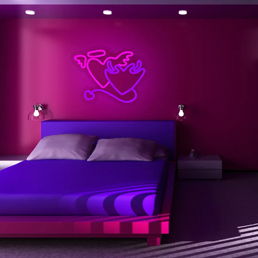 Engel und Teufel Animation für Schlafzimmer Neon Mann Schild Led Icon Wandleuchte Liebe verwendet Game Room Bar Club Neuheit Beleuchtung (neu) Lichter