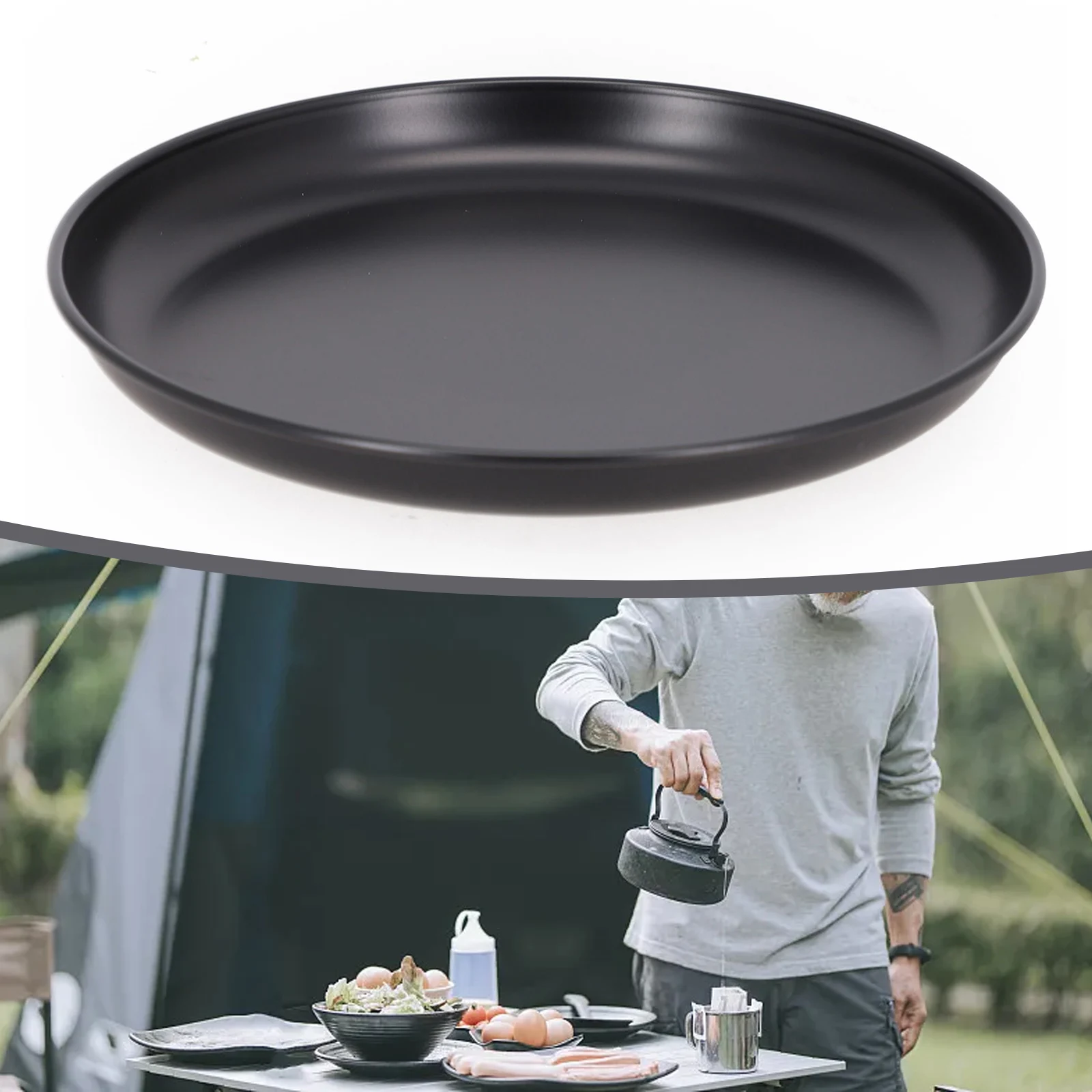 Olla antiadherente para comida, vajilla de acero inoxidable 304, revestimiento antiadherente, utensilios de cocina para exteriores, plato de cocina, pieza de plato de Picnic, gran oferta
