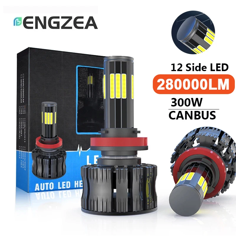

ENGZEA Led H7 3D 360 Canbus 12 Side LED 280000LM 300W Car Headlights Bulbs H11 H4 H1 HB3 9005 HB4 9006 Auto Fog Lights Mini Lamp