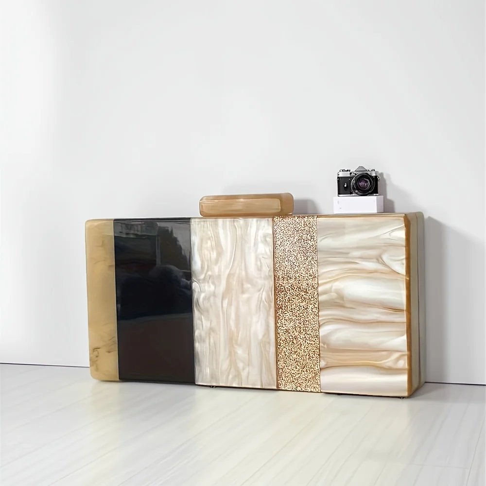 

Брендовая сумка через плечо с цепочкой, новый дизайн, роскошные акриловые вечерние сумки, женский кошелек, золотой телесный полосатый клатч с блестками