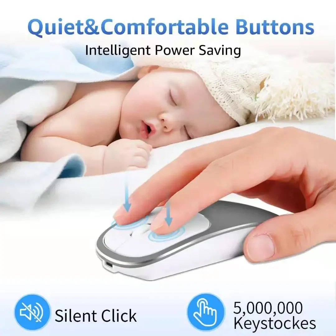 ماوس لاسلكي من النوع c+USB ماوس لاسلكي قابل لإعادة الشحن للكمبيوتر المحمول ماك بوك كتم الصوت انقر فوق ماوس سبائك الألومنيوم #6