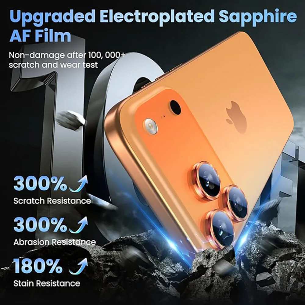 1-3Pcs Orange For 17 Pro Max Camera Lens Protector Glass Metal Ring Easy Installation Cover For Iphone 16 17 Air Accessories