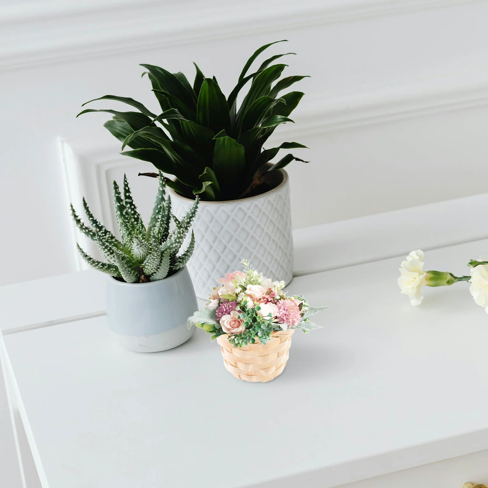 

Small Bamboo Storage For Home Garden Indoor Outdoor Decoration Desktop Finishing Organizer Rattan Plant Box Weaving