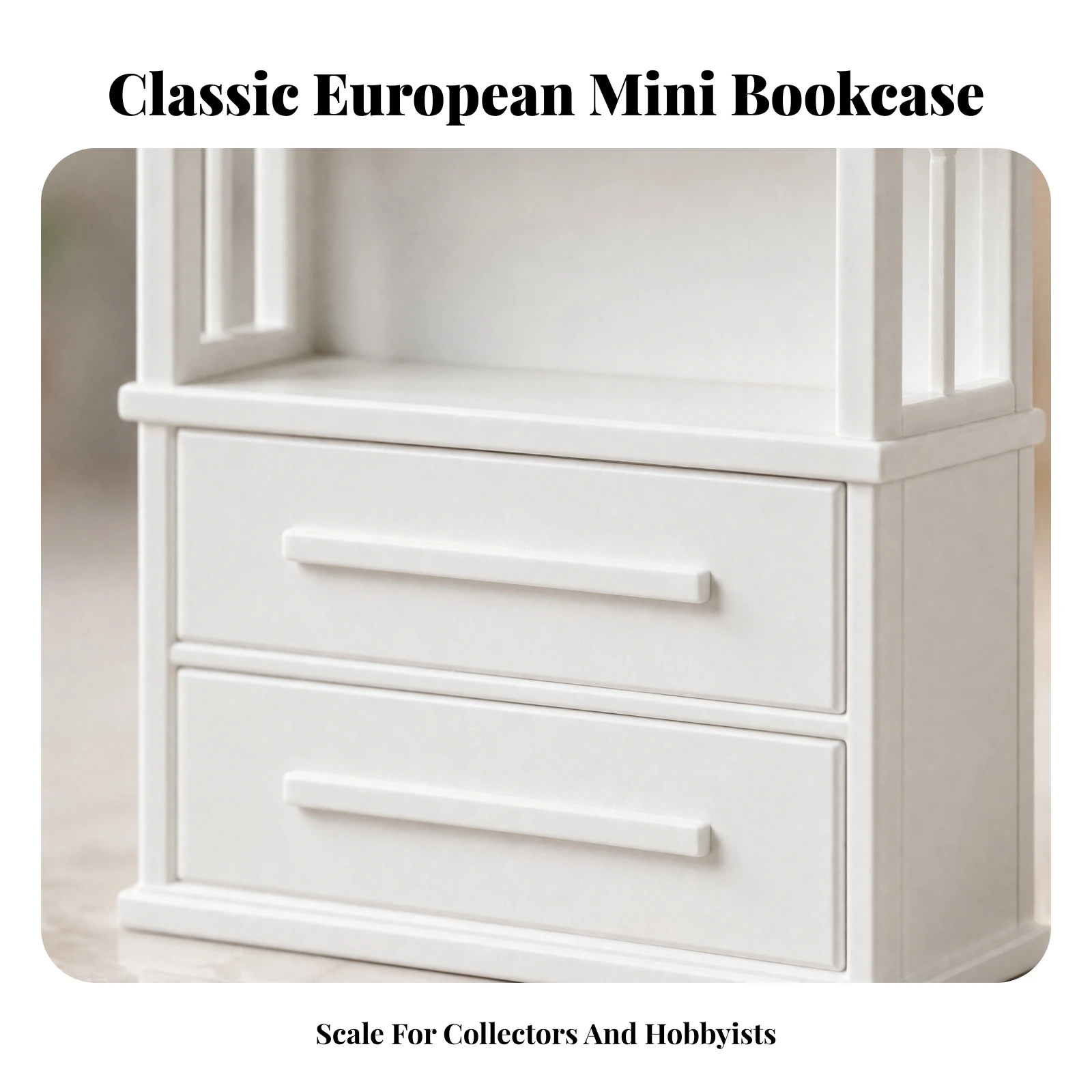 Miniature Display Cabinet with Drawers Decorative Miniature Shelf Unit with Cornice Mini Bookcase Realistic Tiny Library Shelf