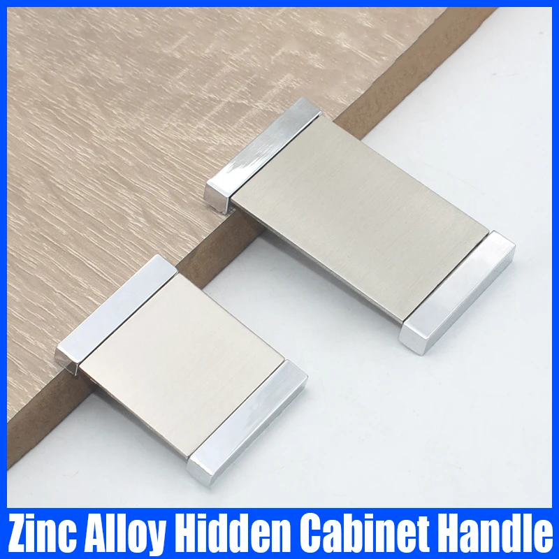 1PCS Hidden Cabinet Handle Zinc Alloy Drawer Knobs Wardrobe Door Handle Kitchen Cupboard Pulls Non Punching Furniture Handle