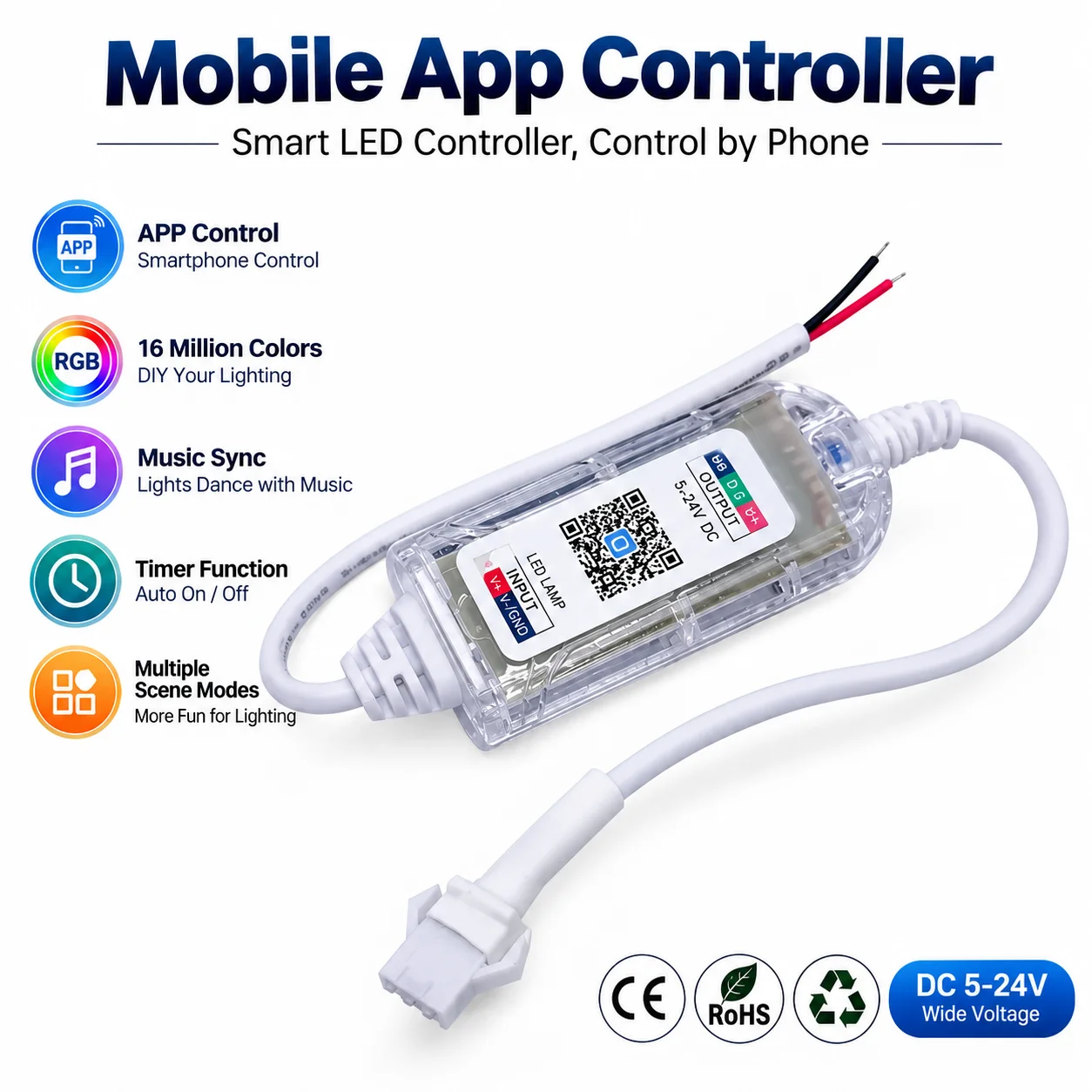 1Pc DC5V-24V TTL DMX512 Code Writer full color controller external control lamp  encoder mobile phone bluetooth programmable