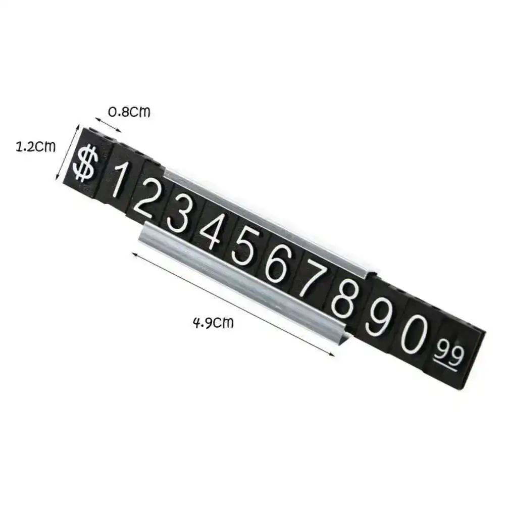 8x12mm Counter Top Adjustable Price Tags Kit $ Euro Card Jewelry Clothes Digit Display Cube Sign Label Alloy Board Stand Frame