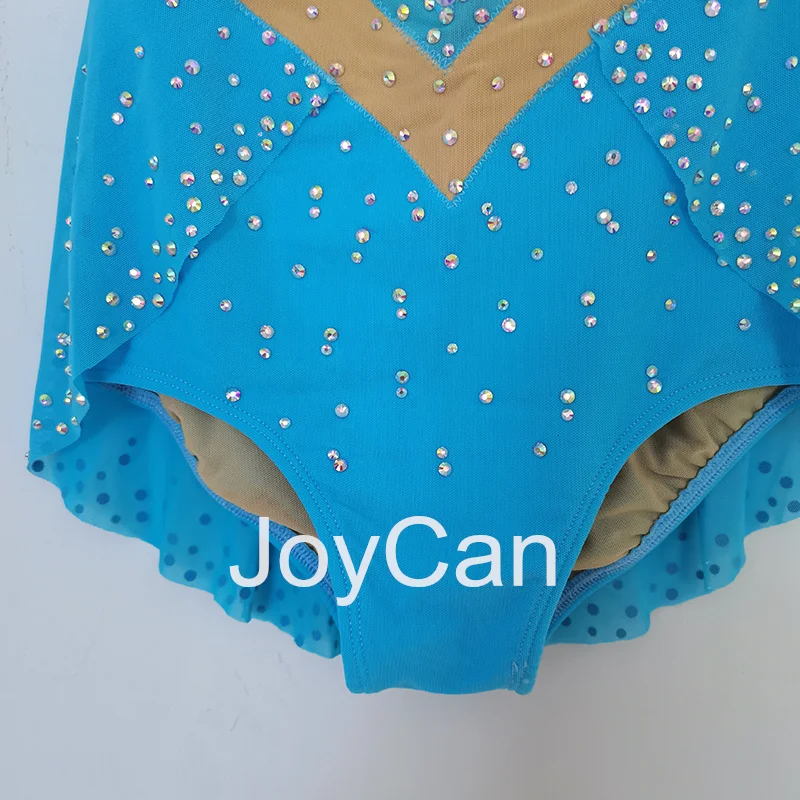 JoyCan Rhthmic Gymnastics Leotards Girls Women Blue Spandex Elegant Dance Wear for Competitiion