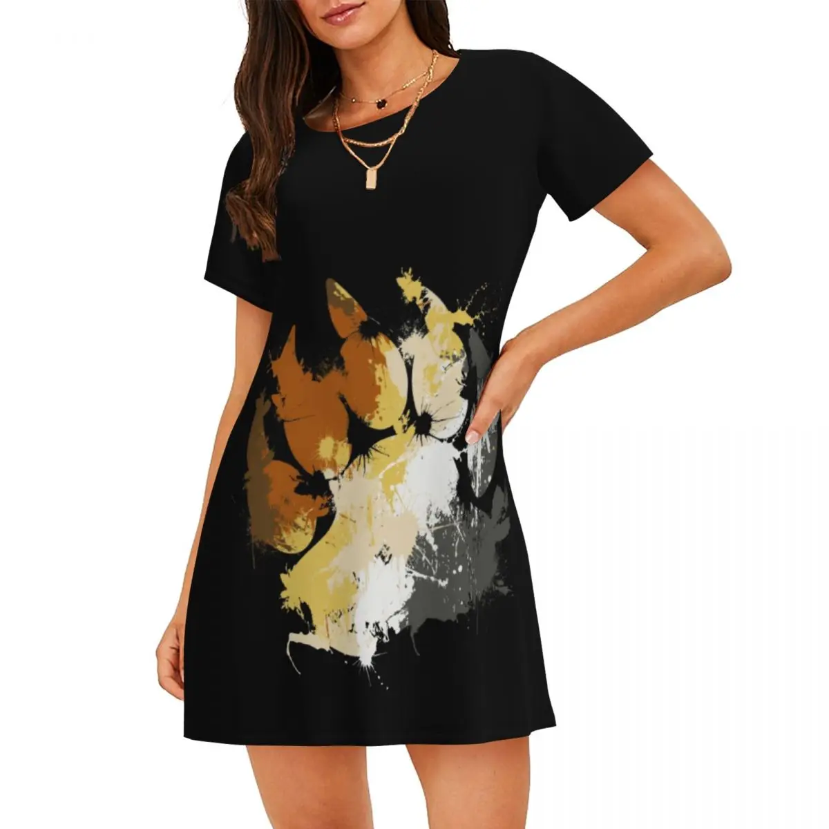 

Custom Gay Pride Bear Paw Women Nightgown Sleepwear Short Sleeves LGBT GLBT For Vacations Travels Sleepdress Women's Pajamas