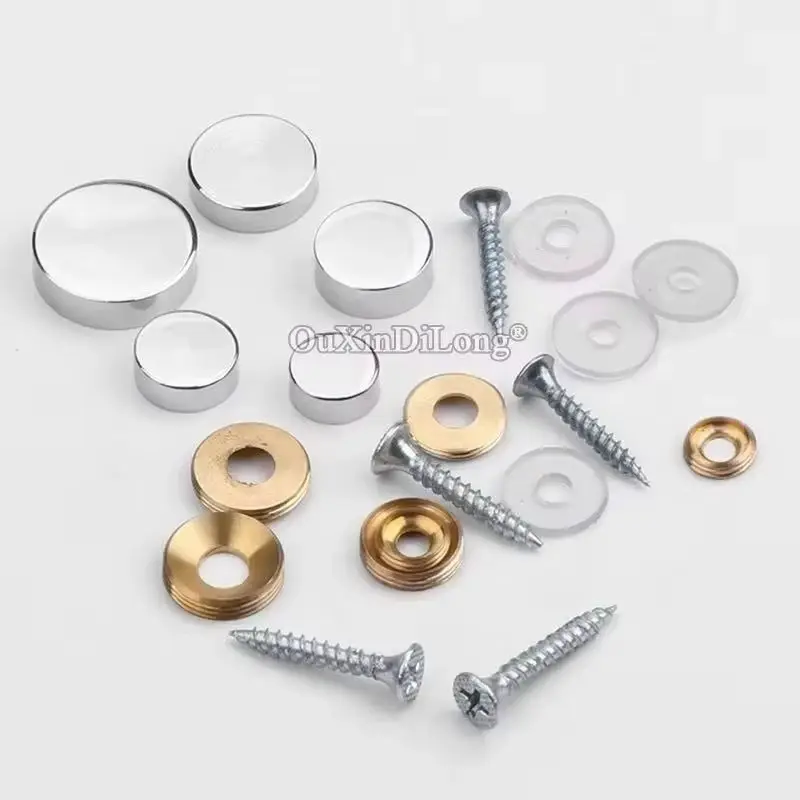 

Brand New 200PCS Pure Brass Advertisement Nails Acrylic Billboard Sign Flat Glass Mirror Nails Chromed Decorative Caps