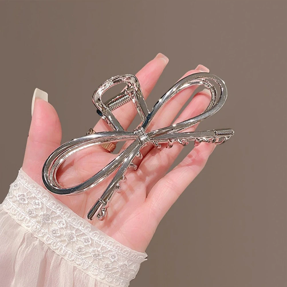 

Bow Claw Clip White K Zinc Alloy Large Jaw Clips for Women Metal Hair Tool Thin Hair Friendly Firm Grip Practical