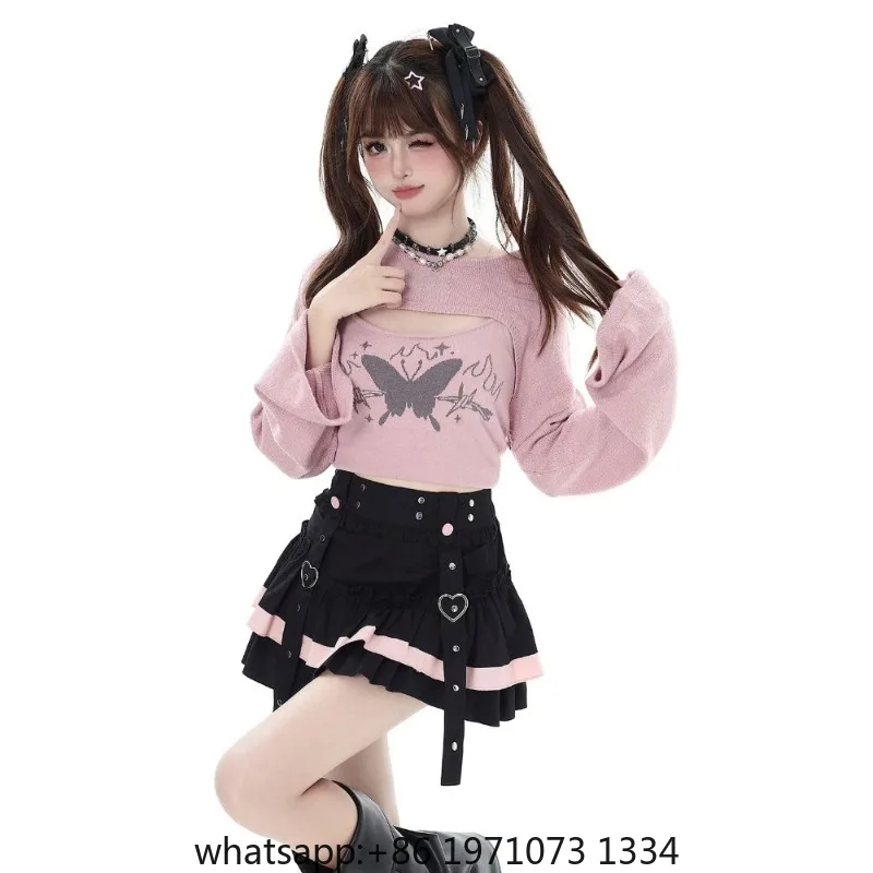 Japanese Kawaii Mini Cake Skirts Womens JK Jupe Sweet Patchwork Lolita Sexy High Waist Lace Y2k Aesthetic Ruffled Gothic Faldas