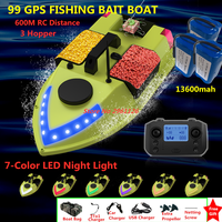 3Hopper 99 GPS Fishing Sites RC GPS Fishing Bait Boat 600M 7-Color LED Light Sonar Fish Exploration Remote Control Nesting Boat