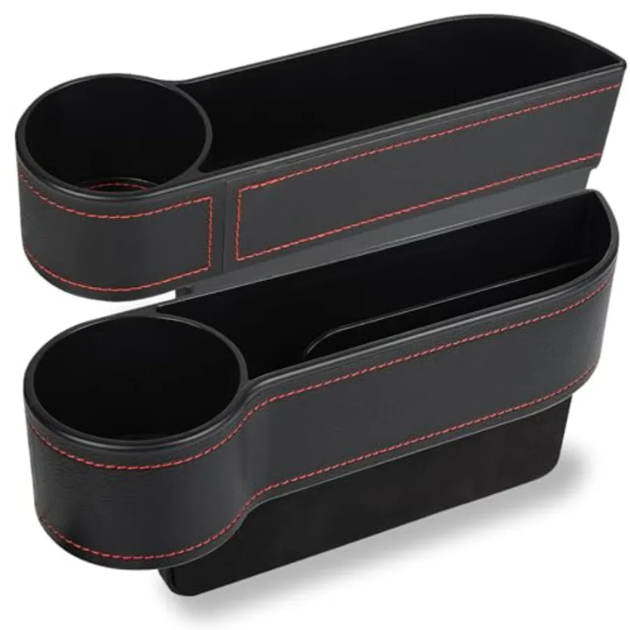 

2 Pack Car Seat Gap Filler Organizer, Automotive Front Seat Storage with Cup Holder, Auto Console Side Extra Storage Boxes - Pa