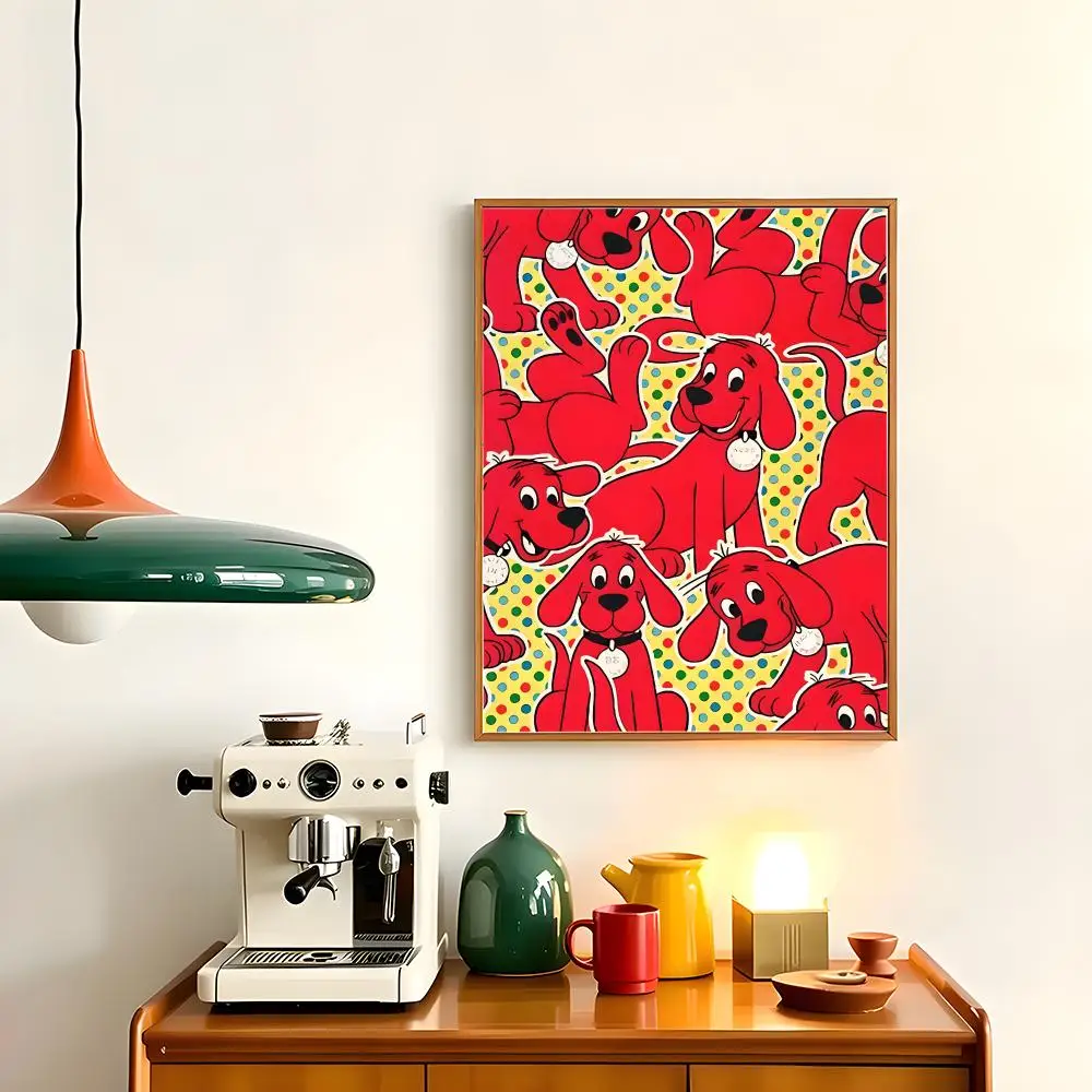 Cartoon C-Clifford T-The B-Big R-Red D-Dog Poster HD Home Decor Sticky Wall Waterproof Home Living Room Bar Aesthetic Decor - view 6