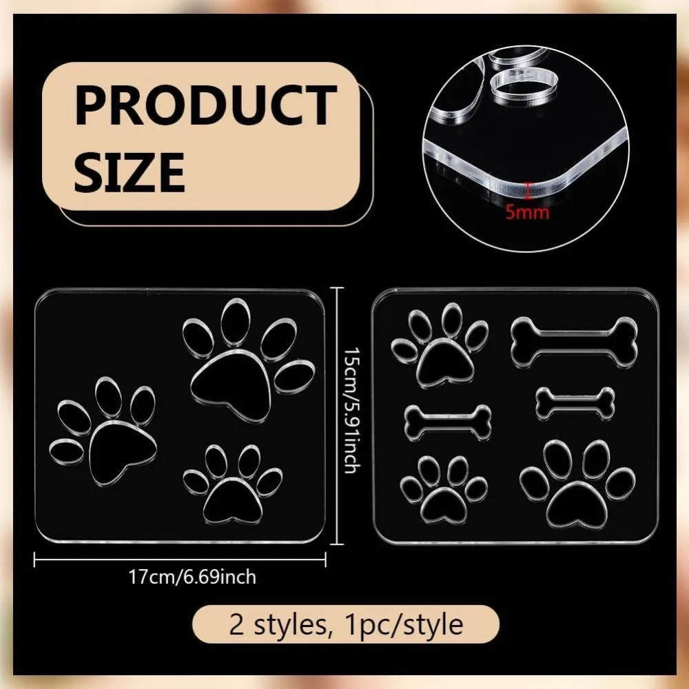 2Pack 6.7x5.9Inch Dog Paw Print Router Templates 5mm Thick Acrylic Woodworking Templates for Woodworking Inlay Precision Cutting