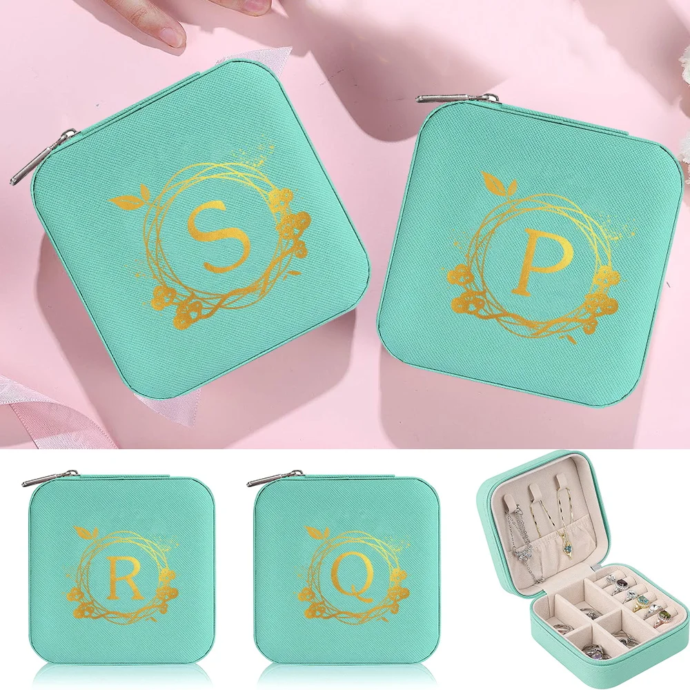 

Jewelry Box Ornaments Organizer Display Travel Portable Zipper Storage Case Wreath Printing Series Earring Holder Gift