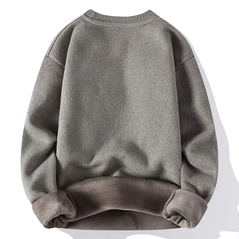 2023 Autumn and Winter Men's Plush and Thick Sweater Loose and Casual Korean Version Versatile Knit Sweater for Warmth and Layer