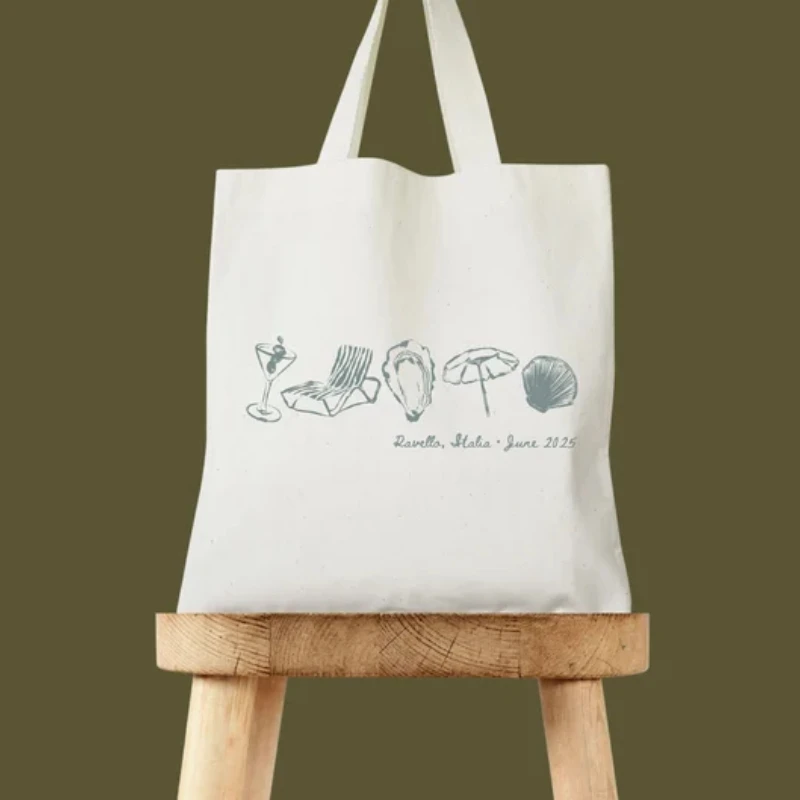 

personalized Last Toast on the Coast Coastal Tote Hand Drawn Destination Wedding Welcome Bag & Bachelorette Tote party supplies