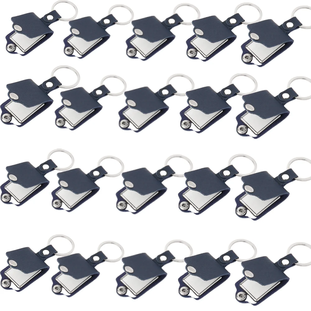 20pcs PU Leather Keychain Sublimation Blank Simple KeyChains Small Gifts With Metal Photo Frame Pendant For Logo Photo Print